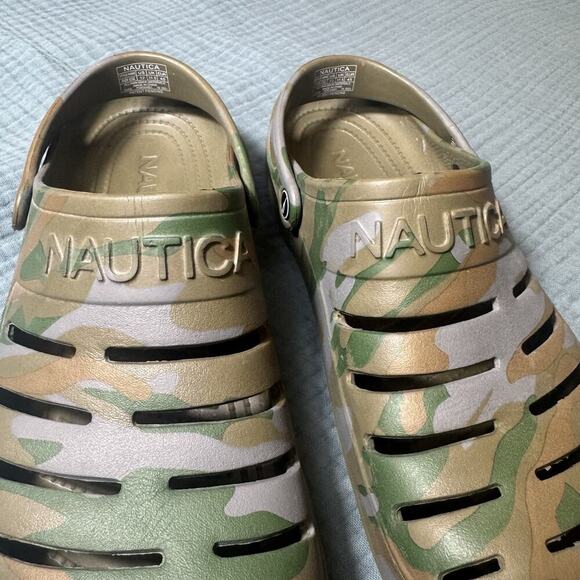 Nautica Rivers Edge Green Camo Clog Men's Size 12 Slide On Slipper Shoes - Picture 2 of 5